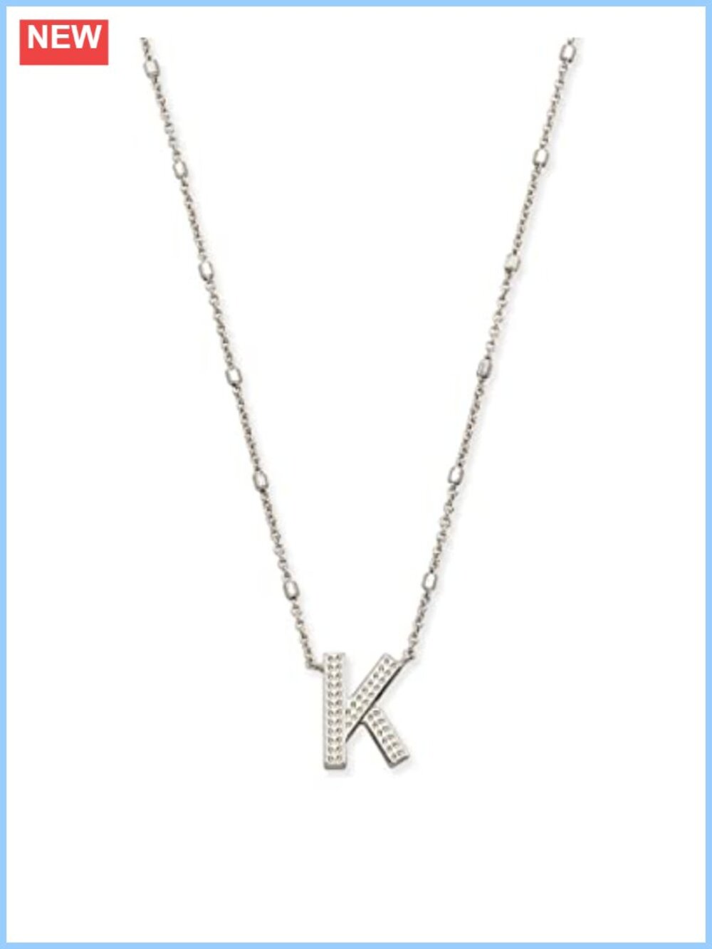 Kendra Scott Letter K Pendant Necklace for Women, Rhodium-Plated Brass